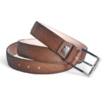 Brown tooled calfskin Belt