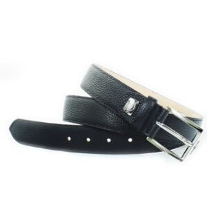 Black tumbled calfskin belt