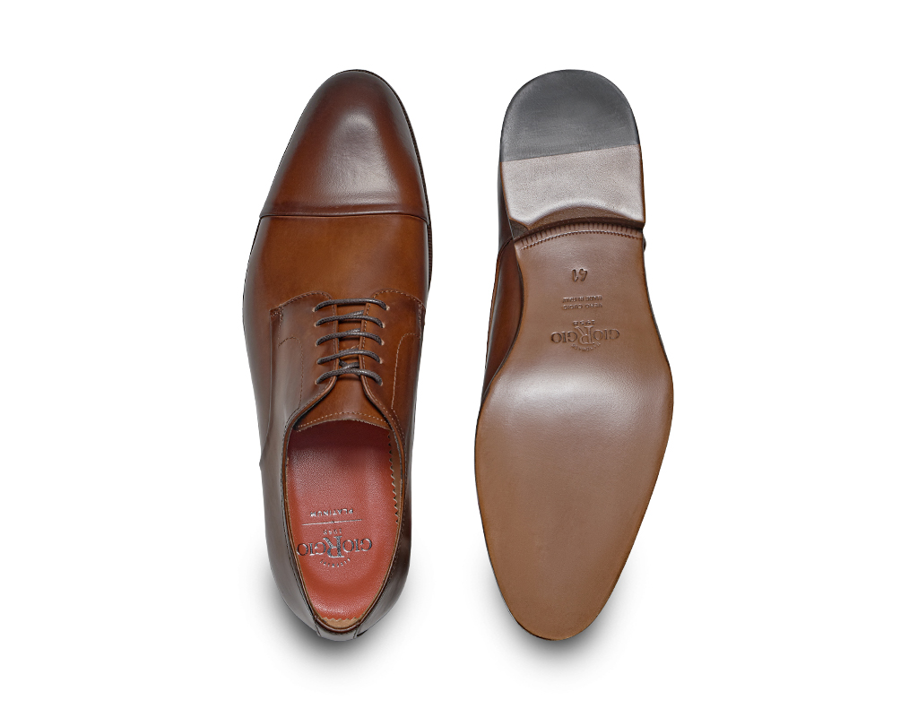 Brown calfskin Derby lace-up shoes
