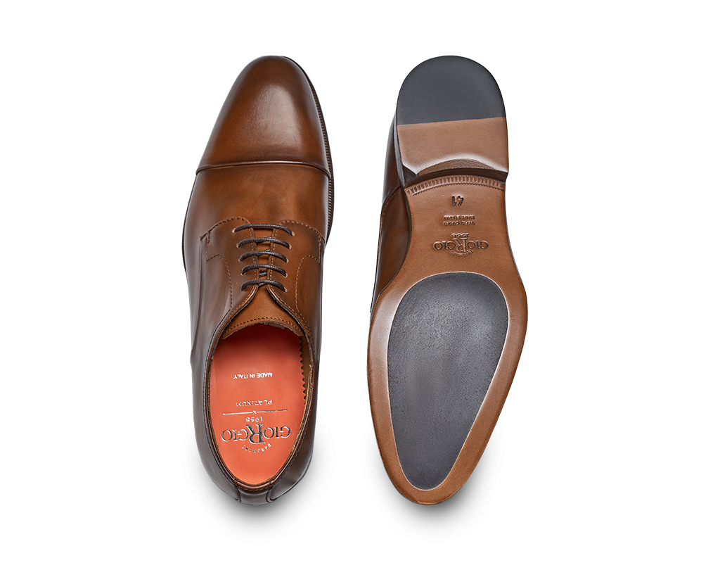 Brown calfskin Derby lace-up shoes with insert