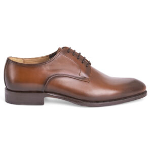 Stringata Derby 10316 in pelle liscia cognac con inserto