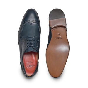 Teal calfskin Derby lace-up shoes with brogues