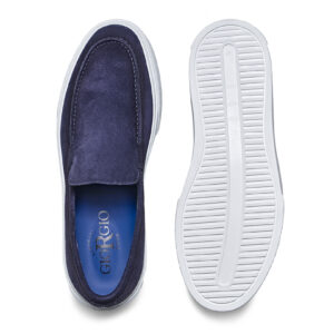 Blue suede calf leather loafers