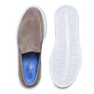 Beige suede calf leather loafers