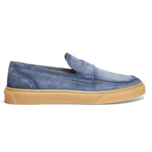 Jeans washed suede calf leather loafers