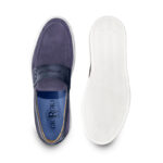 Blue suede calfskin Loafers with calfskin vamp