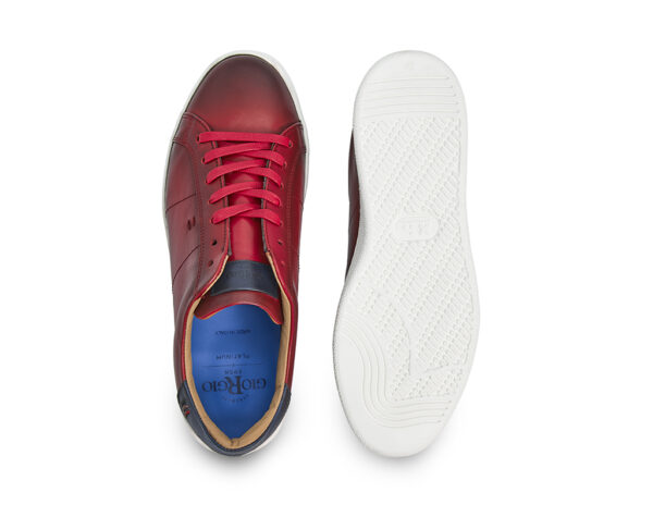 Red calfskin Sneakers with leather inserts
