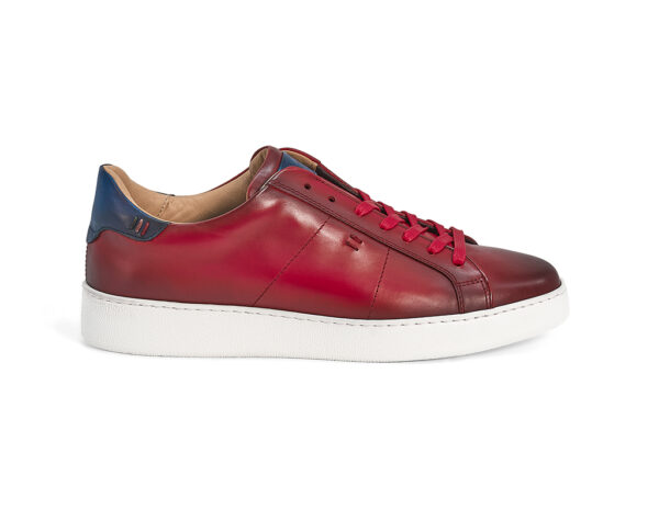 Red calfskin Sneakers with leather inserts