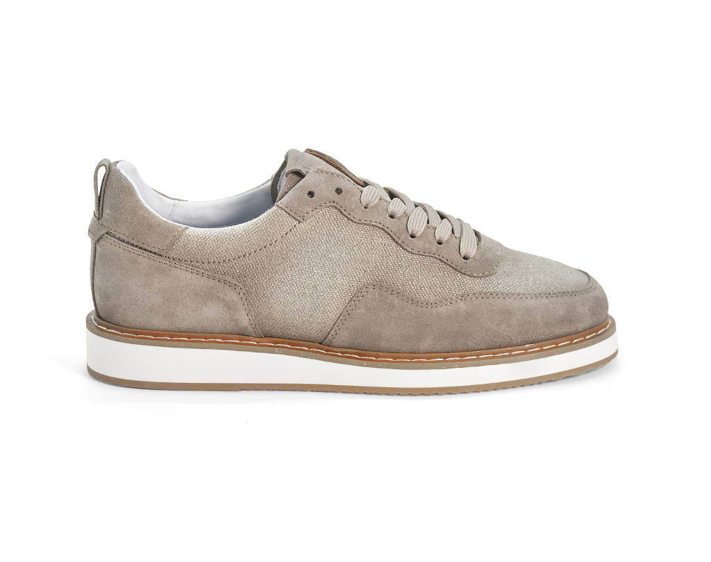 Sneakers 50810 in beige fabric with inserts