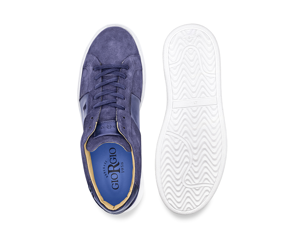 Blue suede calfskin Sneakers with inserts