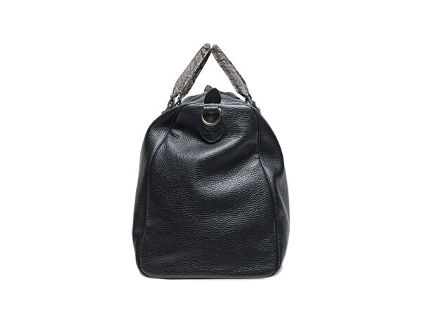 Black tumbled calf leather travel bag