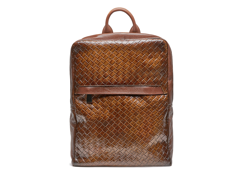 Cognac printed calfskin backpack