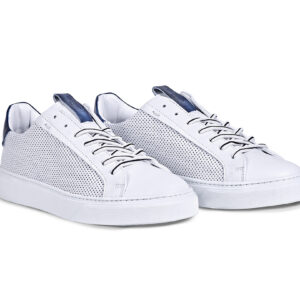 Perforated white calf leather sneakers