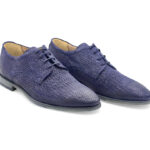 Blue printed suede Derby lace-up shoes