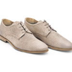 Beige printed suede Derby lace-up shoes