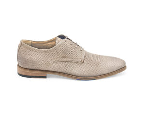 Beige printed suede Derby lace-up shoes