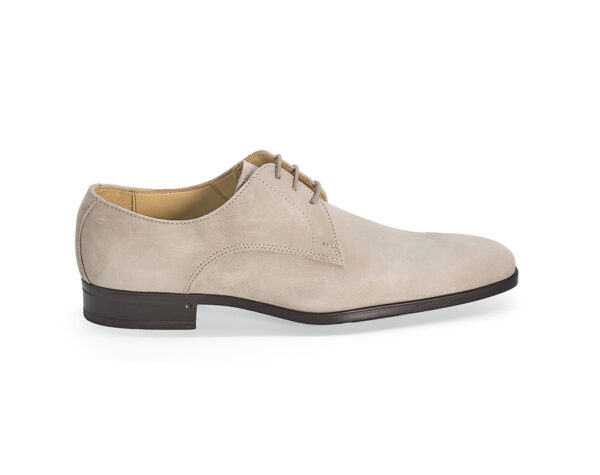 Stringata Derby 38202 in pelle scamosciata beige