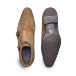 Beige suede leather Double Monk Ankle shoes