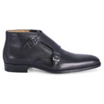 Black smooth calfskin Double Monk Ankle shoes