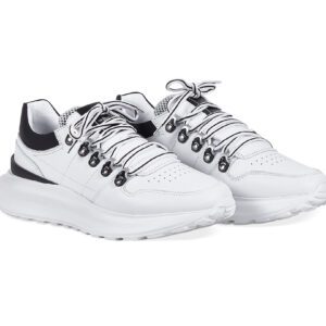 Bicolor white and black calf leather sneakers