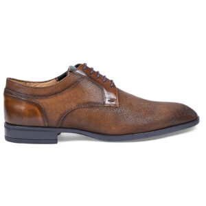 Brown printed calfskin Derby lace-up shoes