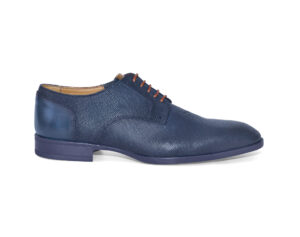 Blue tooled calfskin Derby lace-up shoes with inserts