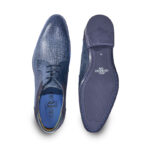 Blue printed calfskin Derby lace-up shoes with inserts