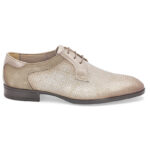 Cream printed calfskin Derby lace-up shoes with inserts