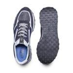 Blue leather and technical fabric sneakers