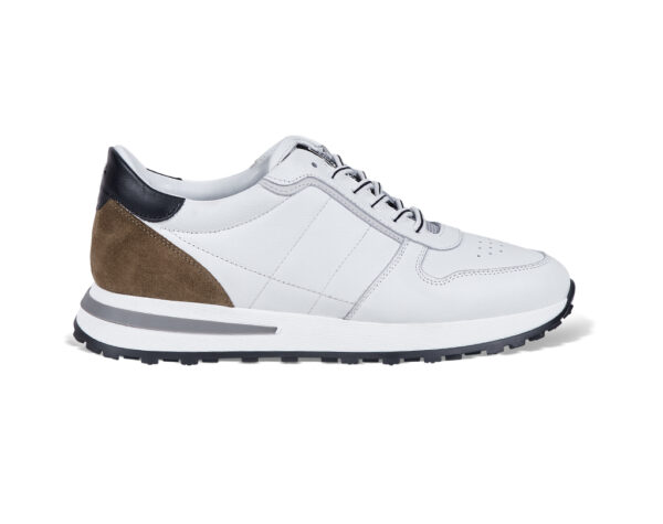 White calf leather sneakers with contrasting details