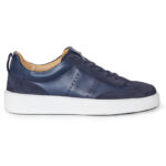 Blue calfskin Sneakers with suede inserts