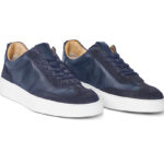 Blue calfskin Sneakers with suede inserts