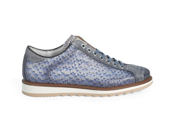 Blue printed calfskin Sneakers with inserts