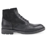 Black calfskin Derby Ankle Boots with inserts and zip closure