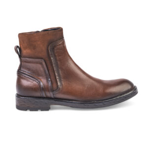 Brown calfskin Ankle Boots with insert and zip closure