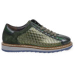 Green printed calfskin Sneakers with inserts