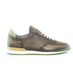 Sneakers 75010 in pelle lavorata marrone