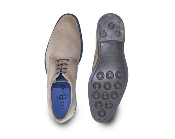 Beige suede calfskin Derby lace-up shoes