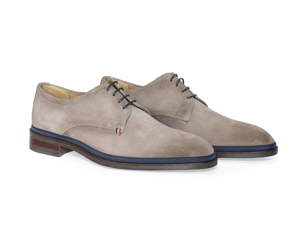Beige suede calfskin Derby lace-up shoes