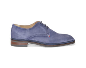 Light blue suede calfskin Derby lace-up shoes