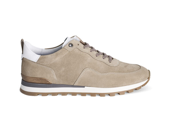 Beige suede Sneakers with white smooth calfskin inserts