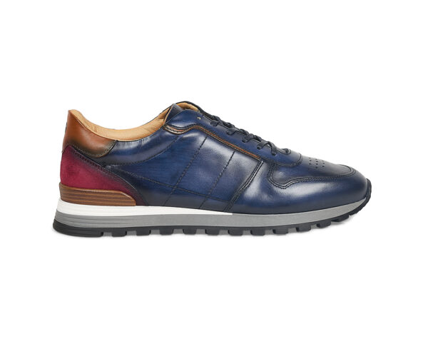 Sneakers 87542 in pelle liscia blu con inserti