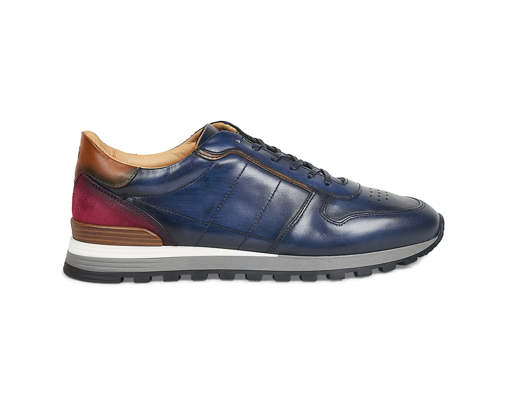 Blue calfskin Sneakers with inserts