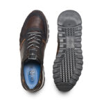 Dark brown tumbled calfskin Sneakers with inserts
