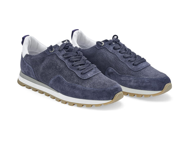 Blue perforated suede Sneakers with inserts