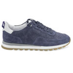 Blue perforated suede Sneakers with inserts