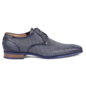 Stringata Derby 964180 in pelle stampata blu