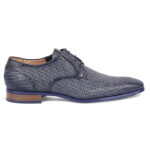 Blue printed calfskin Derby lace-up shoes