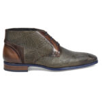 Brown printed calfskin Derby lace-up Ankle Boots with inserts