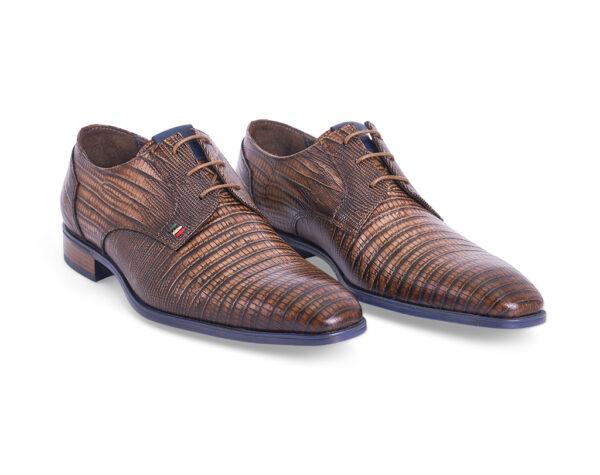 Brown printed calfskin Derby lace-up shoes with shades